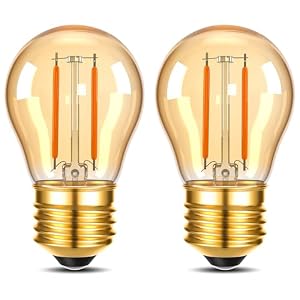 Genixgreen E27 LED Edison Bulbs 2.5W Vintage Filament Edison Screw ES Bulb G45 Decorative Golf Ball Light Bulbs,25W-30W Incandescent Equivalent,2200K Warm White, Amber Glass,Non-dimmable,2 Pack