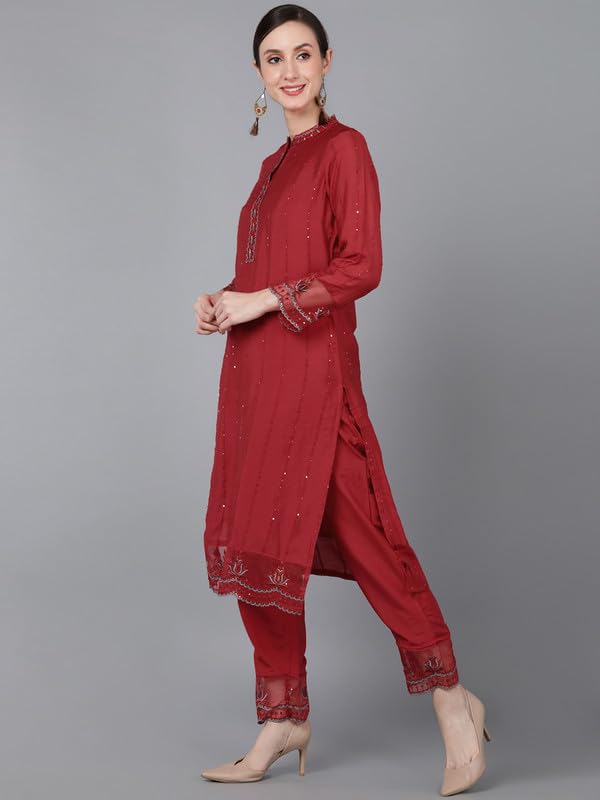 Image of Vaamsi Women's Poly Silk Solid Straight Kurta Pant With Dupatta | kurta sets for woman