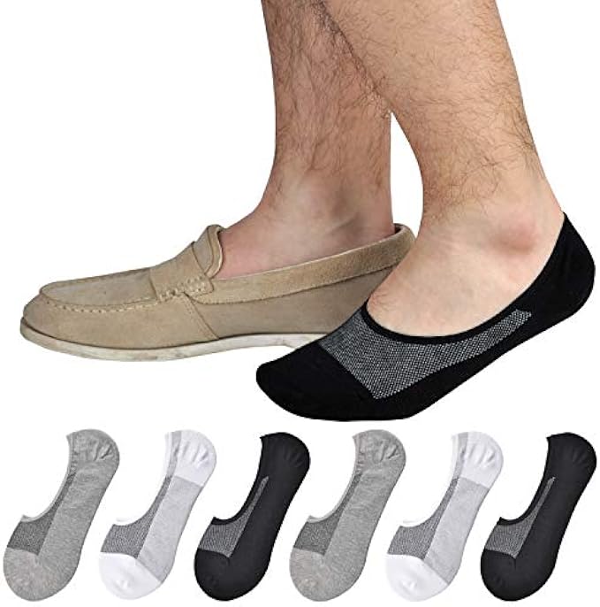 JORMATT Genuine Mens No Show Socks, Loafer Sneakers Low Cut Cotton Socks With Non Slip Grips