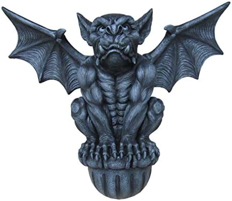 DWK - Castle Guardian - Large Indoor Outdoor Medieval Gargoyle Statue Architectural Wall Mounted Hanging Halloween Gothic Home Décor Accent, Stone Finish, 20-inch