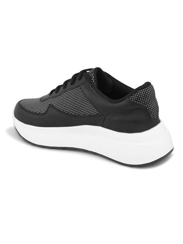 Image of XE Looks White Lace-Up Platform Sneakers | Perforated Upper | Cushioned Insole | Casual & Walking Shoes for Girls & Women