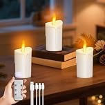 FlyQintess Rechargeable Tea Lights, 3PC Rechargeable LED Tealights Candles with Remote Control and Timer, Realistic LED Candles Flickering for Christmas Home Table Room Decoration
