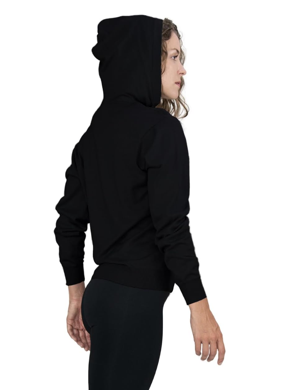 Body Wrappers Lightweight Vegan Cashmere Hooded Shirt - Womens (Black, XL)