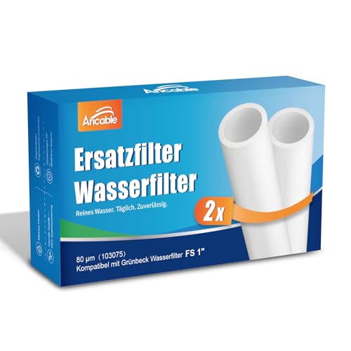 Ancable 2 Stück Ersatzfilter für Grünbeck Wasserfilter FS 1' (80 µm ohne Schutzglocke), 103075 Hauswasserfilter Ersatz Kerzenfilter für Grünbeck Geno Feinfilter FS 1''