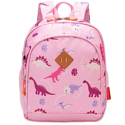 Image of JinBeryl Toddler Backpack Girls, 15 Inch Kids Backpack for Preschool or Kindergarten, Dinosaur Pink