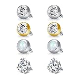 MODRSA Belly Button Ring Balls Replacement Balls for Piercings 14g Piercing Balls Belly Ring Balls Internal Threaded Nipple Septum Tongue Ring Balls 14 Gauge Navel Belly Button Piercing Top Ball