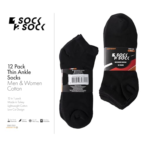 1SOCK2SOCK 12 Pairs Ankle Low Cut Socks Everyday Breathable Ultra Thin Turkish Cotton Casual Sock4