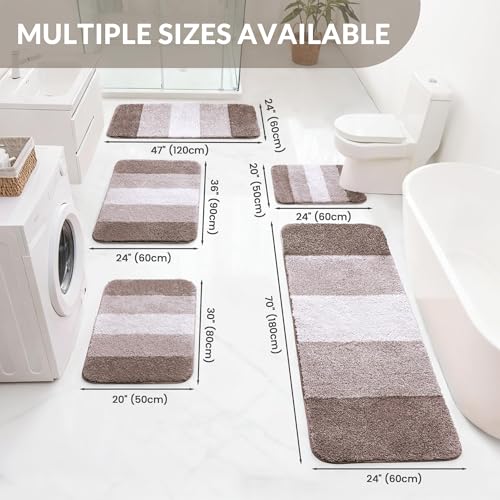 Tapis de bain en microfibre long brun pour douche et décoration - 3