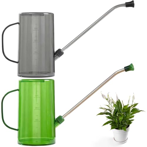 Zylindrische Gießkanne 1L, 2er Pack Gießkanne Zimmerpflanze Mit Edelstahl-Ausguss, Kunststoff Watering Can, Edelstahl Langer Auslauf Giesskanne, Für Innen Wohnung Home Büro Sukkulenten