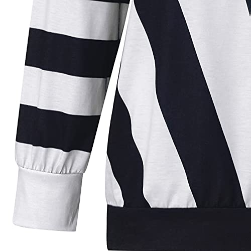Womens 2022 Fall Fashion Tops Dressy Casual Crewneck Sweatshirt Solid Striped Long Sleeve Loose Pullover Shirts - Thumbnail 7