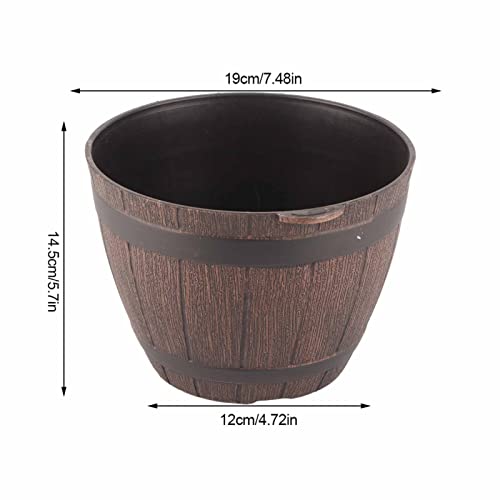 Zuoshini Barrel Planter Plant Containers Imitation Wine Wooden Barrel Pp Resin Flower Pot Imitated Wood Planting Barrel Ideal For Plants Growth 7.48X7.48X5.7 #TOP1