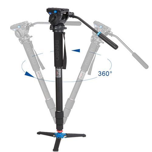 Benro A48Fbs4 Video Monopod With Flip Lock Legs, S4 Head And 3 Leg Base (Black) #TOP2
