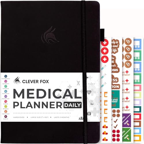 Clever Fox Medical Planner Daily Health Journal & Symptom Tracker, Black