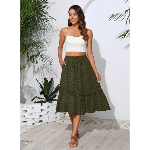 Image of Witsmile High Waist Tiered Skirts for Women Flowy Skirts for Women Long Length with Pockets 2026 Fashion Trendy