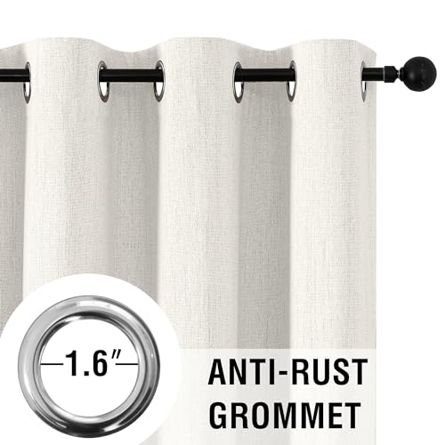 H.VERSAILTEX Polyester Curtains 96 inch Length 2 Panels 100% Blackout Long Drapes for Bedroom Living Room Black Out Darkening Curtain Thermal Insulated Anti-Rust Grommet(52x96 inch, Heather Ivory) by H.VERSAILTEX - Image 5