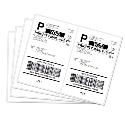 PAPRMA Half Sheet Self Adhesive Shipping Labels for Laser & Inkjet Printers(100 Sheets, 200 Labels)