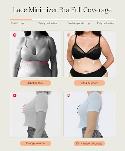 Popilush Minimizer Bras for Women Plus Size Full Coverage Lace Underwire Support Push Up Bra for Heavy Breast Everyday Wear2