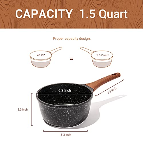 Eslite Life 1.5 Quart Sauce Pan With Lid Nonstick Small Soup Pot, Compatible With All Stovetops (Gas, Electric & Induction), Pfoa Free #TOP1