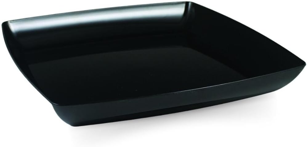 Maryland Plastics Elegant Black Simply Squared Plastic Tray - 12" (1 Pc) - Perfect for Parties, Events & Home Use
