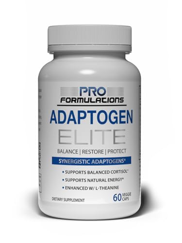 Pro Formulations MD Adaptogen Elite - Synergistic Blend - 60 vcaps - Balances Cortisol & Natural Energy - Enhanced with Rhodiola, Ashwagandha, Astragalus, Schisandra, Eleuthero, L-Theanine