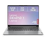 Lenovo IdeaPad 1 Laptop | 15,6" Full HD Display | AMD Ryzen 3 7320U | 8GB RAM | 512GB SSD | AMD Radeon Grafik | Windows 11 Home | grau | QWERTZ | 3 Monate Premium Care