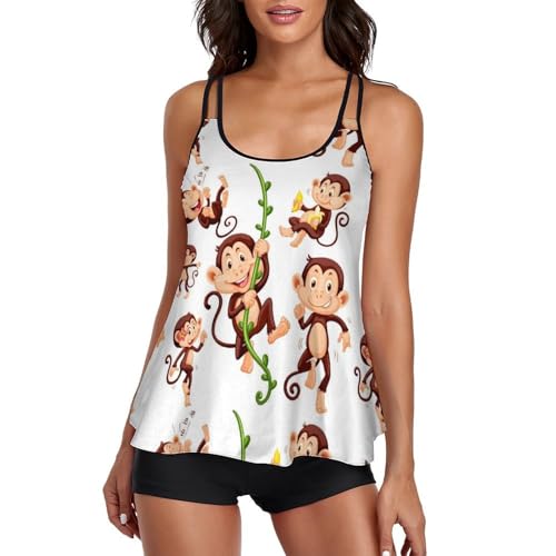 Tankini robe de plage cartoon monkey parfait pour vos vacances d'été et sessions piscine