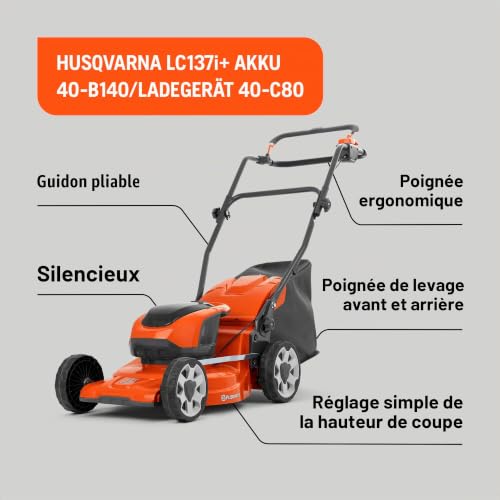 Husqvarna Pack tondeuse à batterie poussée LC137i coupe 37cm - vue 3