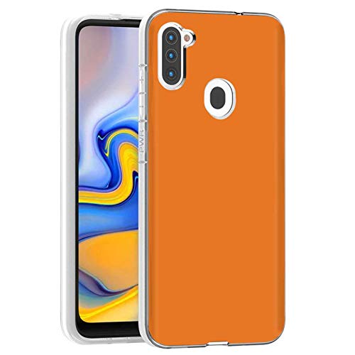 NakedShield Clear Slim Total Cover Phone Case for Samsung Galaxy A11,SM-A115M,Orange Print,Light Weight, Unbreakable, Flexible, Surround Edge Protection,Designed in USA