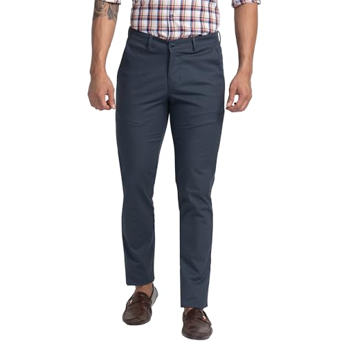 Image of Park Avenue Men's Mid Rise Printed Cotton Blend Slim Fit Casual Trousers