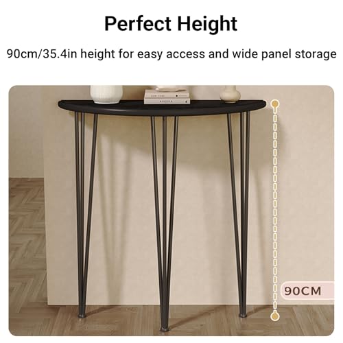 Consola de media luna blanca de 60 cm para recibidor y mesa de sofá 5