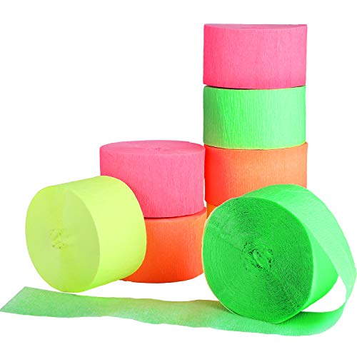 Willbond 8 Rolls 1312.3 Ft Totally Crepe Paper Streamers Glow Party Crepe Paper Streamer Roll Fluorescent Neon Crepe Paper Streamers For Blacklight Party Halloween Party Neon Party #TOP2