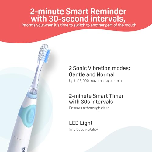 Image of Pigeon Gentle Kids Electric Toothbrush | Soft Bristles for Children | Replaceable Battery with 2 Spare Brush Heads | Easy Daily Oral Care
