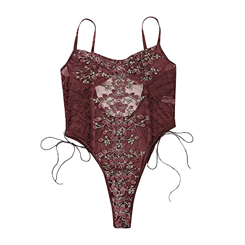 Nuisettes sexy femme et lingerie transparente avec dos nu évidé