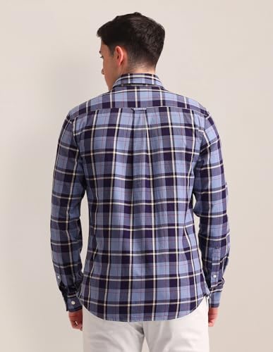 Image of U.S. POLO ASSN. Men's Pure Cotton Regular Fit Grid Tattersall Checked Shirt