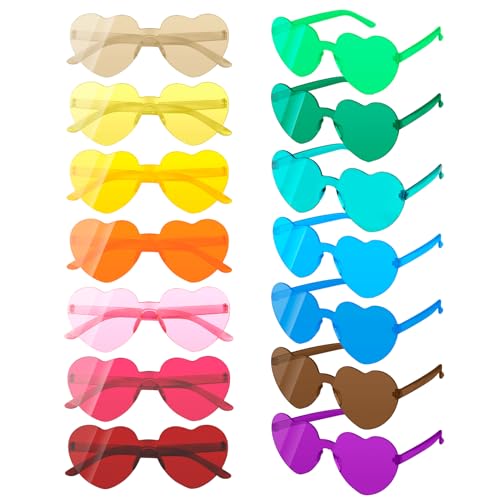 Heart Glasses 14 Pairs Heart Sunglasses Rimless Heart Shaped Sunglasses Bulk Valentine Bachelorette Party Favor