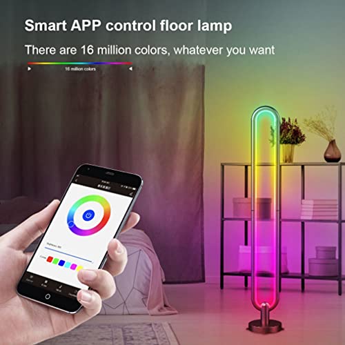 Lampadaire d'angle LED RVB avec télécommande et contrôle via application mobile