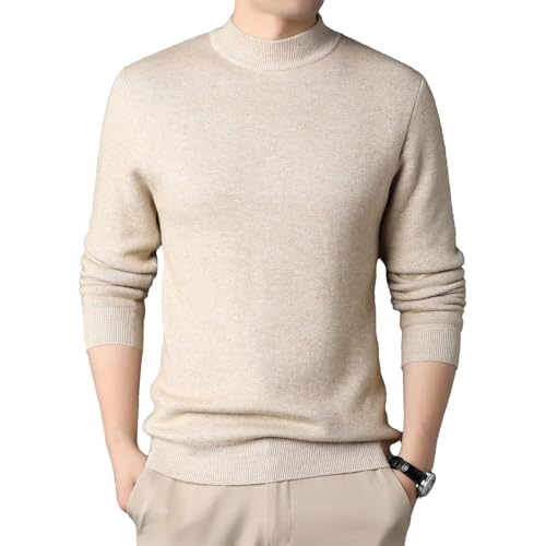 Men'S Cashmere Sweater Half Turtleneck Long Sleeve Knitted Pullover Slim Fit Soft Warm Sweater