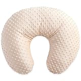Duffi Baby - Cojin Lactancia Bebe Recien Nacido Topitos. Almohada para Mama Embarazada. Funda 100% Poliestes Súper Suave. Relleno Fibra Hueca. Diseño Topos Relieve. Color Beige. 4107-05