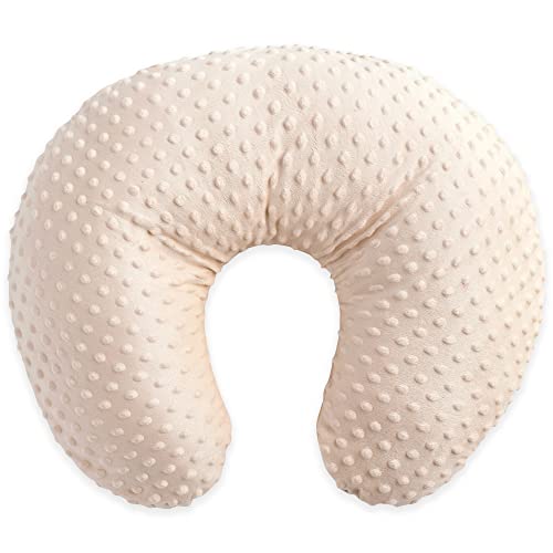 Duffi Baby - Cojin Lactancia Bebe Recien Nacido Topitos. Almohada para Mama Embarazada. Funda 100% Poliestes Súper Suave. Relleno Fibra Hueca. Diseño Topos Relieve. Color Beige. 4107-05