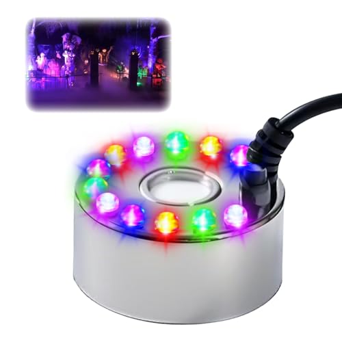 KEELYY Ultraschall Vernebler, Mini Nebelmaschine mit 12 LED Fogger, Mist Maker Wassernebler Fogger, Nebel Zerstäuber für Teich, Aquarium,Halloween Kürbis und Hexentopf