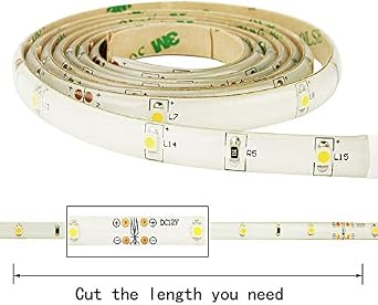 Auraglow Motion Sensor Strip Light 1m, Rechargeable Closet LED | 30 diode cuttable tape with PIR and timer, magnetic controller, USB charge, for cupboard, drawers and kitchen