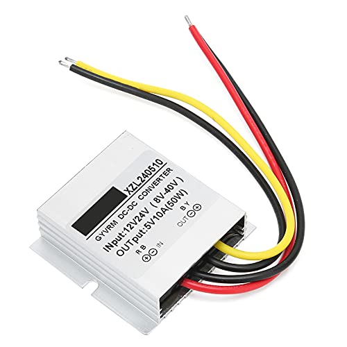 Cocoarm Reductor de Voltaje CC Convertidor de Voltaje Impermeable 12 V 24 V A 5 10 A 50 W Gel de Sílice Orgánico Aluminio IP67 96 por Ciento de Eficiencia para Luces LED Cámaras Enrutadores Bombas