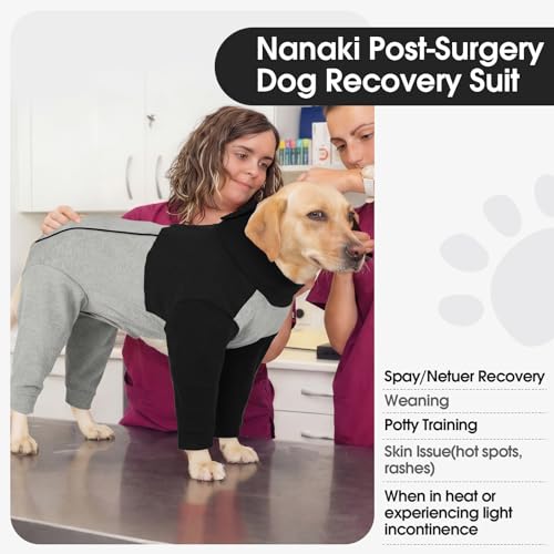 Image of Nanaki Soft Spayed Dog Recovery Suit Female Male-Dog Surgery Suit for Dogs, Dog Body Suits After Surgery, Neuter Suits for Male Dogs Abdominal Incision Protection, Cone Alternative,Red S