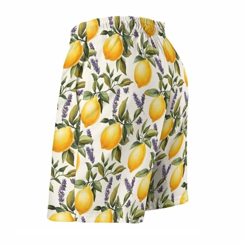 Hawaiian Shorts for Men - Comfy Lavender Lemon 1 Print Mens Swim Trunks Bathing Suits with Mesh Lining 5