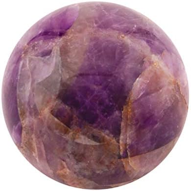 Healing Crystals for Beginners, Crystals and Gemstones Sphere, Mindfulness Gifts-Witchcraft Supplies-Meditation & Spiritual Gifts for Women, Crystal Ball with Book & Stand (Amethyst, 40-50MM)
