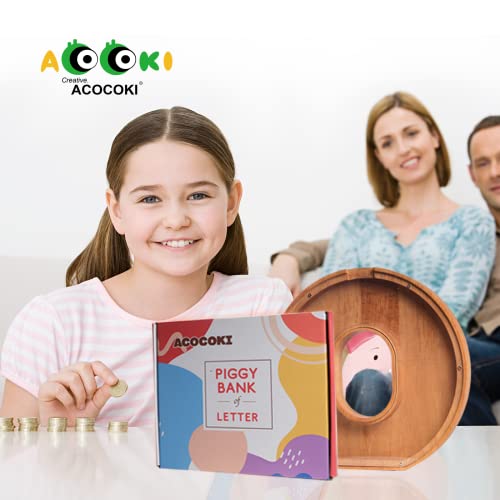 Acocoki Wooden Letter Piggy Bank For Kids, Eco Friendly Alphabet Letter Money Bank Suitable For Preschool Children Education Birthday Gift For Kids 9 Inch (B) #TOP4