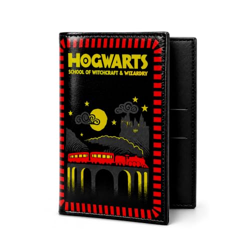Image of Nasher Miles x Harry Potter Hogwarts Alumnus Passport Sleeve PU Travel Cover with Cards Slot | Ideal for Travel | Men, Women, Boys, Girls (Black & Yellow)