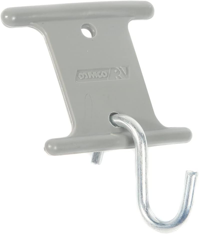 Camco Gray RV Party Light Holder - Easily Slides Into Awning Roller Bar Channel, Each Hanger Supports Up to 15 lbs - 7 Pack (42693)