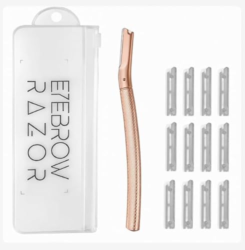Facial Exfoliation & Dermaplaning Razor Set with 13 Replacement Blades (Rose Gold)