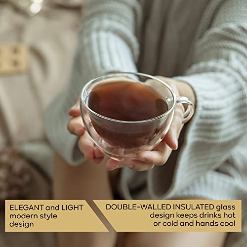 Upnew Style Glass Coffee Mugs, 9 Ounce, Coffee Cups, Double Wall Glass Coffee Mugs, Coffee Mugs Set Of 2 #TOP2